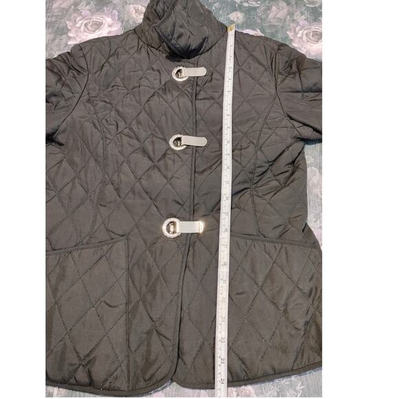 Michael Kors Quilted Silver Clasp Closure Puffer Jacker Collared Black Womens XS - Picture 6 of 7